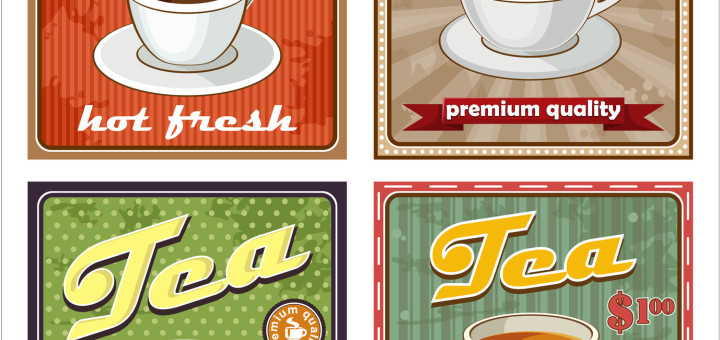Vintage coffee and tea poster. vector illustration